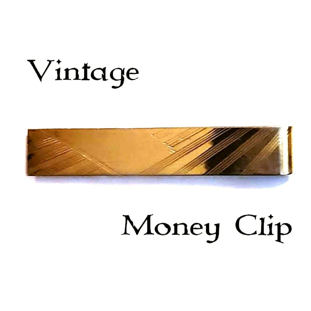 Vintage 1950s Gold Tone Engravable Money Clip